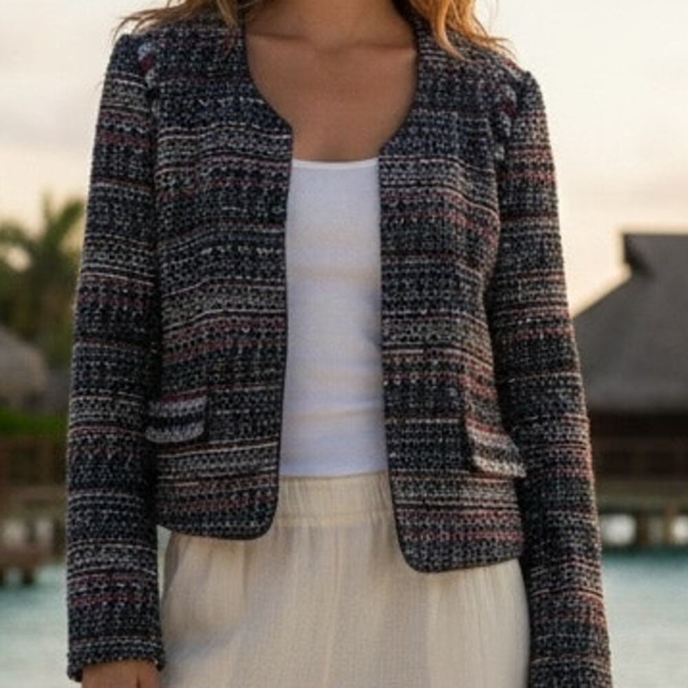 Loft Navy & Maroon Boulce Jacket Blazer size 8 NWT